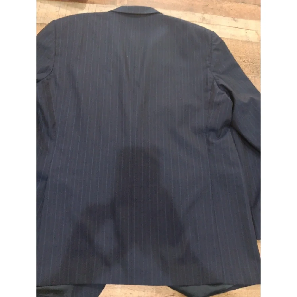Ermenegildo‎ Zegna Saks Fifth Avenue Sport Coat Blazer Men 48 Navy Striped 2447